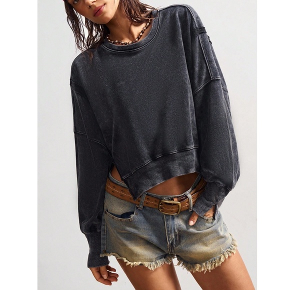 Cotton Black Butterfly Mesh Sheer Back Insert Sweatshirt - Picture 3 of 8